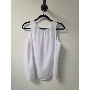 Anygrew Classic White Sleeveless Blouse Women's Size Small –‎ Lined Sheer Top